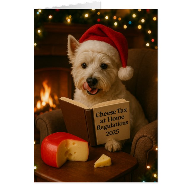West Highland Terrier 'Cheese Tax' Christmas card (Front)