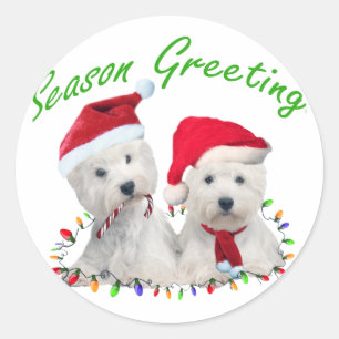 West Highland Terrier Christmas Pals Classic Round Sticker