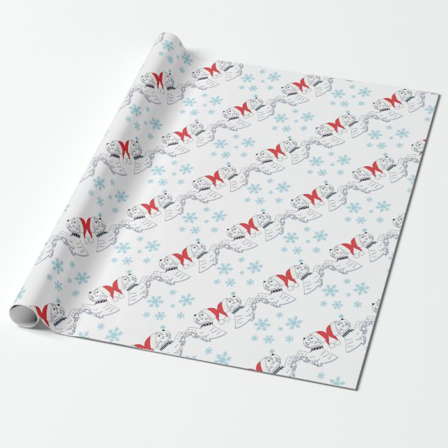 West Highland Terrier Christmas Wrapping Wrapping Paper (Unrolled)