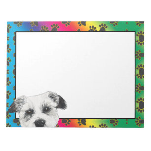 West Highland Terrier colourful dog paw pattern  Notepad