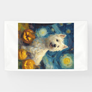 West Highland Terrier Cute Dog Halloween Jack O La Banner