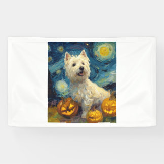 West Highland Terrier Cute Dog Halloween Jack O La Banner