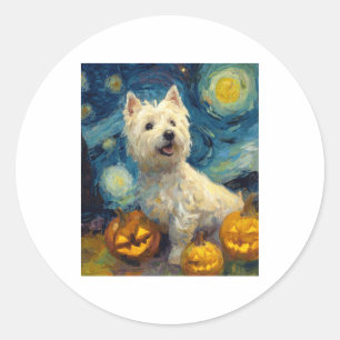 West Highland Terrier Cute Dog Halloween Jack O La Classic Round Sticker