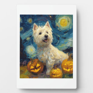 West Highland Terrier Cute Dog Halloween Jack O La Plaque