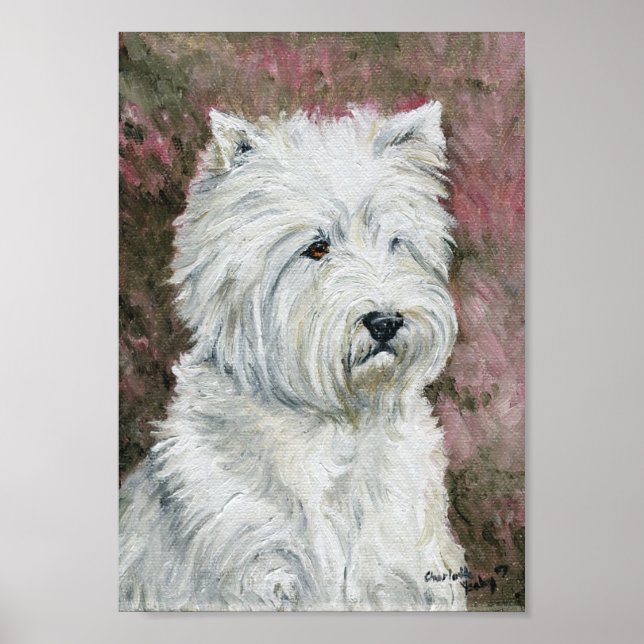 "West Highland Terrier" Dog Art Canvas Print (Front)