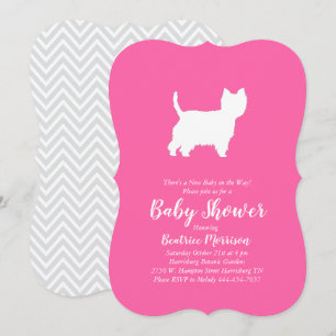 West Highland Terrier Dog Baby Shower Pink Girl Invitation