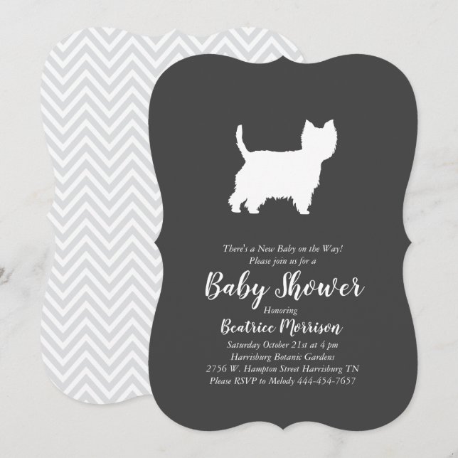 West Highland Terrier Dog Baby Shower Westie Invitation (Front/Back)