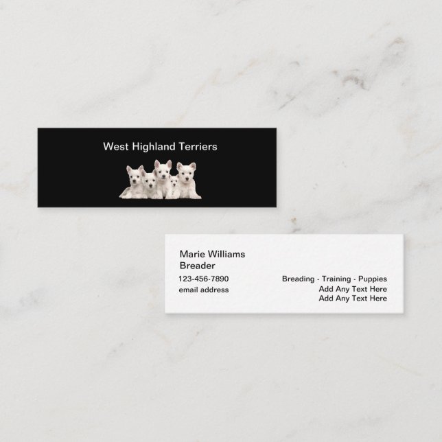 West Highland Terrier Dog Breeder  Mini Business Card (Front/Back)