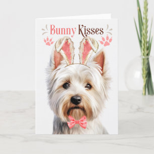 West Highland Terrier Dog in Bunny Ears for Easter Holiday Card