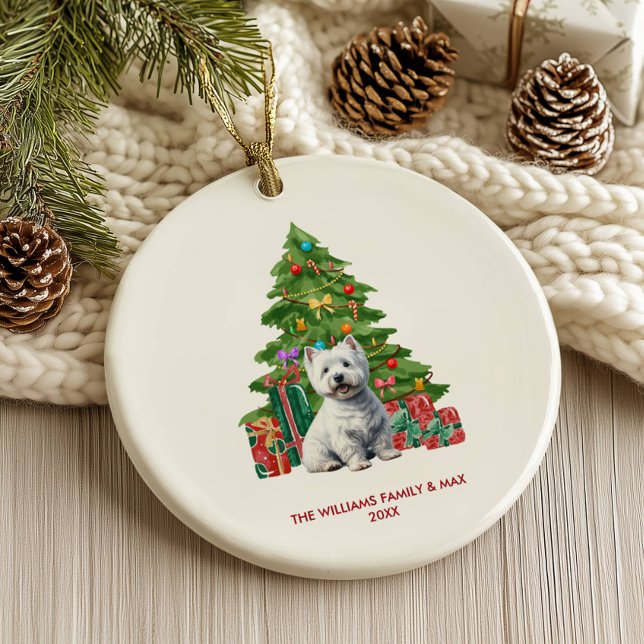 West Highland Terrier Dog Personalised Christmas Ceramic Ornament (Creator Uploaded)