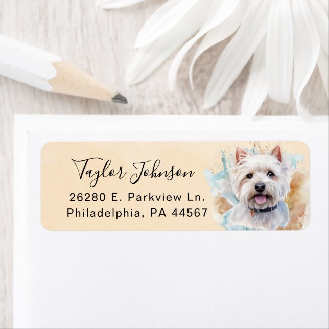 West Highland Terrier Dog Return Address Label (Insitu)