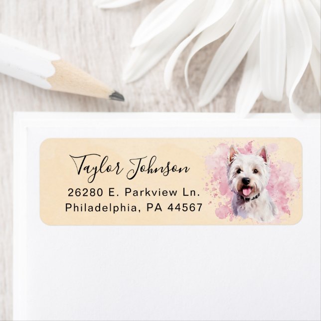 West Highland Terrier Dog Return Address Label (Insitu)