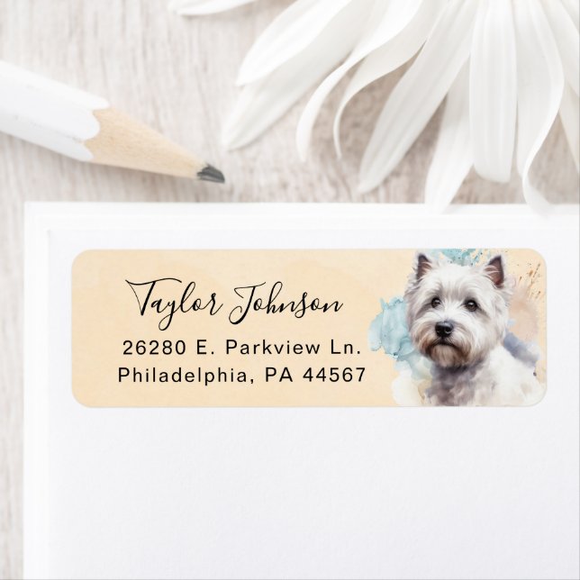 West Highland Terrier Dog Return Address Label (Insitu)