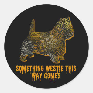 West Highland Terrier Dog Silhouette Fun Halloween Classic Round Sticker