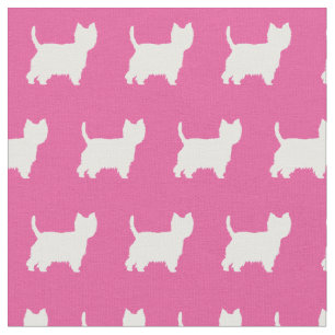 West Highland Terrier Dog Silhouette Pet Pink Fabric
