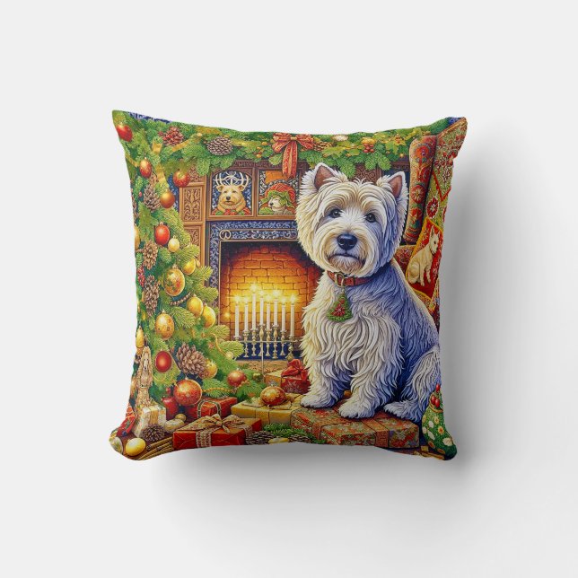 West Highland Terrier Holiday Throw Pillow (Front)
