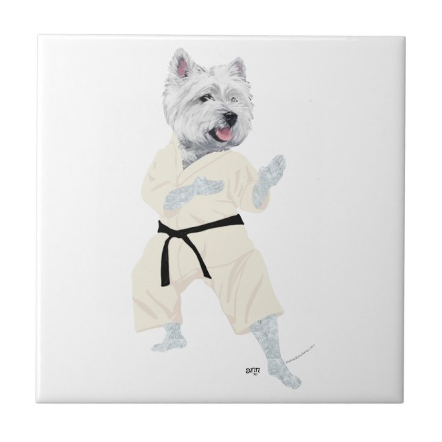 West Highland Terrier KARATE ! Ceramic Tile (Front)