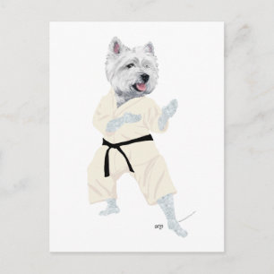 West Highland Terrier KARATE ! Postcard