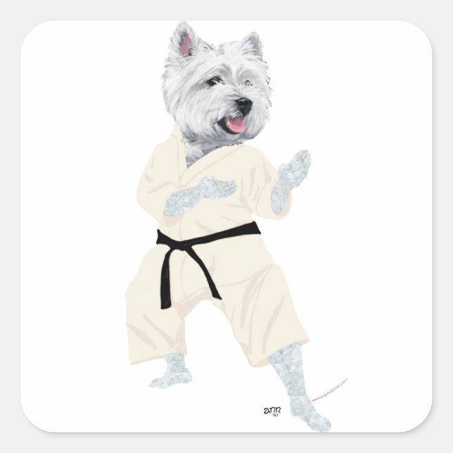 West Highland Terrier KARATE ! Square Sticker (Front)