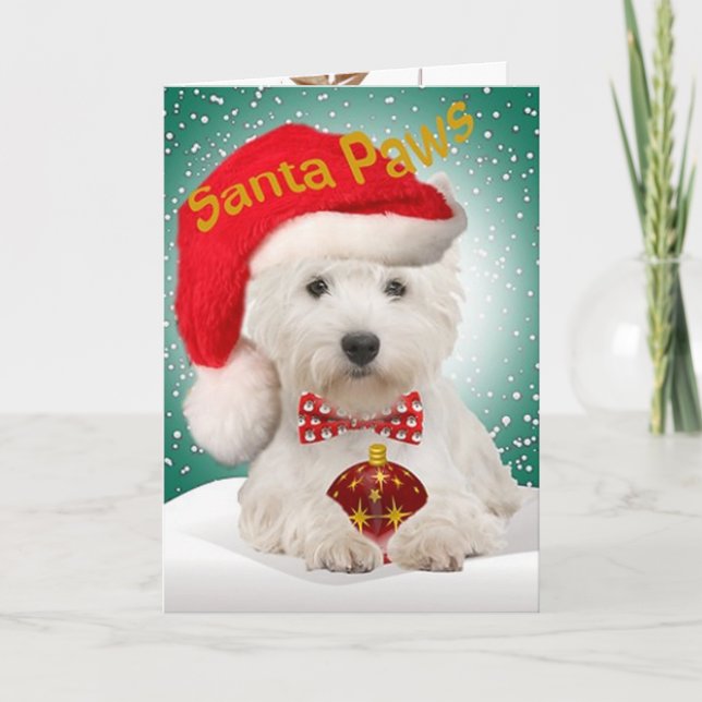 West Highland Terrier Santa Paws Cards (Front)
