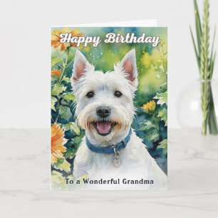 West Highland Terrier Watercolor Grandma Birthday Card