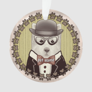 West Highland Terrier wearing glasses Ornament