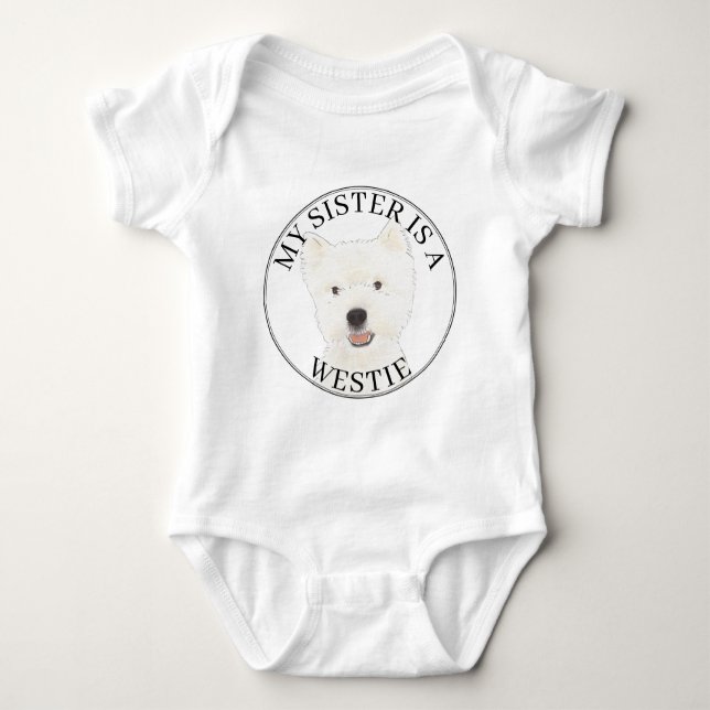 West Highland Terrier Westie Big Sister Baby Bodysuit (Front)