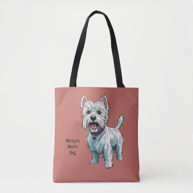 West Highland Terrier, Westie. Editable  Tote Bag (Front)