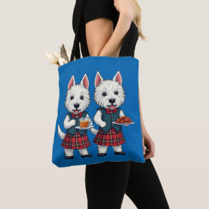 West Highland Terriers Burns Night With Dram  Tote Bag