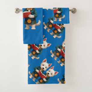 West Highland Terriers Burns Supper Reading Poetry Bath Towel Set