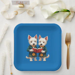 West Highland Terriers Burns Supper Reading Poetry Paper Plate