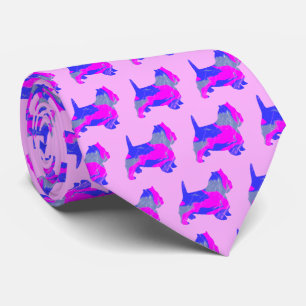 West Highland Westie Terrier Pink Silhouette Pink Tie