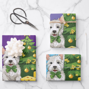 West Highland White at christmas with cheese Wrapping Paper Sheet