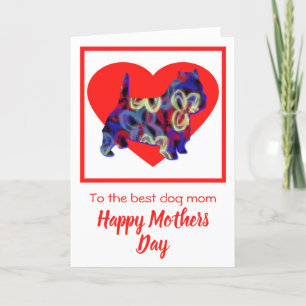 West Highland White Dog Red Heart Mothers Day Card