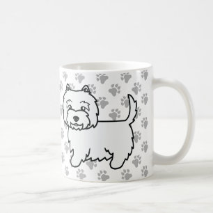West Highland White Terrier Cartoon Dog & Paws Coffee Mug