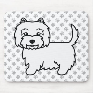 West Highland White Terrier Cartoon Dog & Paws Mouse Pad