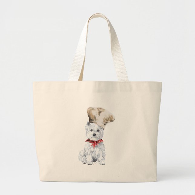 West Highland White Terrier Chef Large Tote Bag (Front)