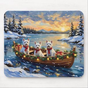 West Highland White Terrier Christmas Boat Holiday Mouse Pad