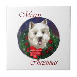 West Highland White Terrier Christmas Ceramic Tile