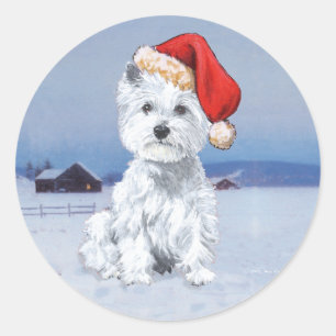 West Highland White Terrier Christmas Classic Round Sticker