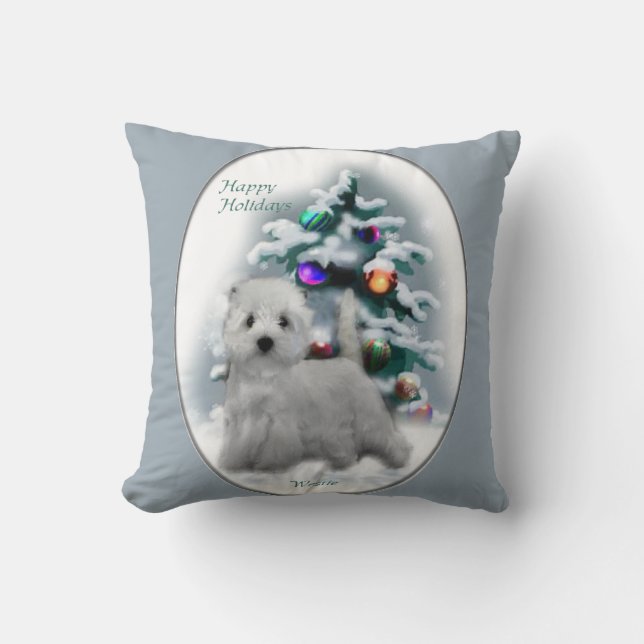 West Highland White Terrier Christmas Cushion (Front)