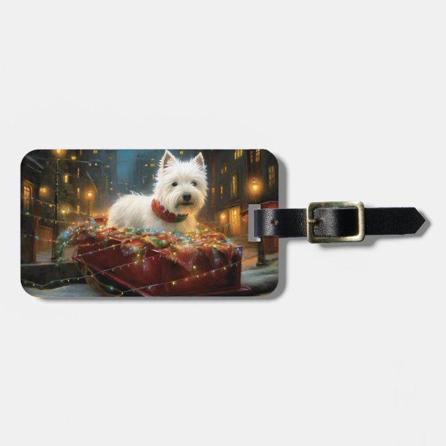 West Highland White Terrier Christmas Festive  Luggage Tag (Front Horizontal)