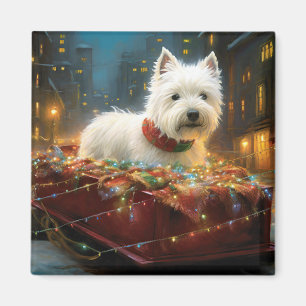 West Highland White Terrier Christmas Festive Magnet