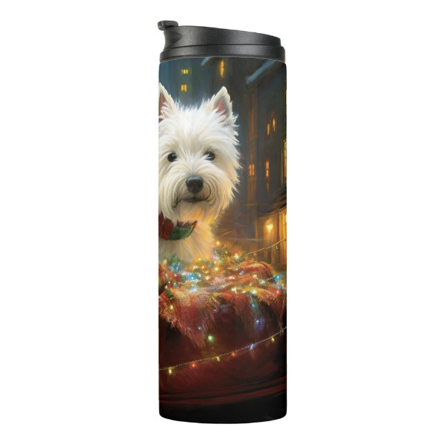 West Highland White Terrier Christmas Festive  Thermal Tumbler (Rotated Right)