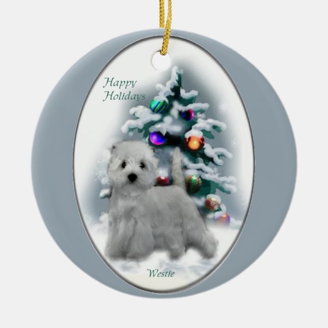 West Highland White Terrier Christmas Gifts Ceramic Tree Decoration (Front)