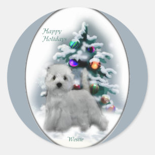 West Highland White Terrier Christmas Gifts Classic Round Sticker