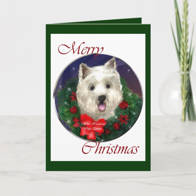 West Highland White Terrier Christmas Gifts Holiday Card (Front)