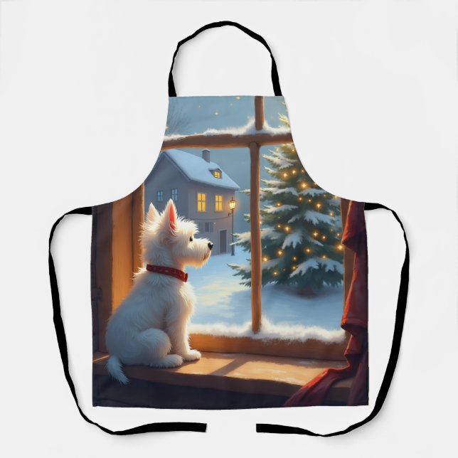 West Highland White Terrier Christmas Morning View Apron (Front)