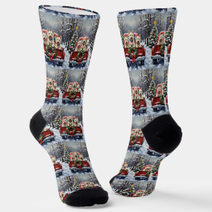 West Highland White Terrier Christmas Red Truck Socks