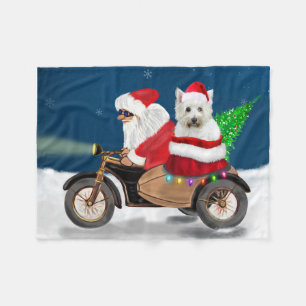 West Highland White Terrier Christmas Santa Claus Fleece Blanket